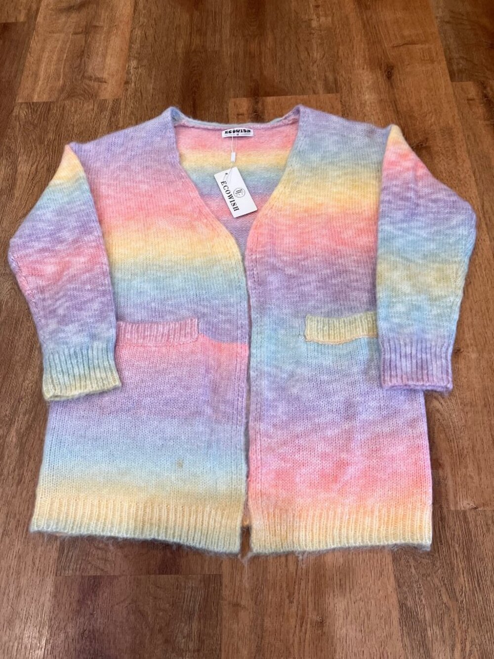 EcoWish Cardigan Pastel Hombre Colorway Size Women's Medium New With Tags